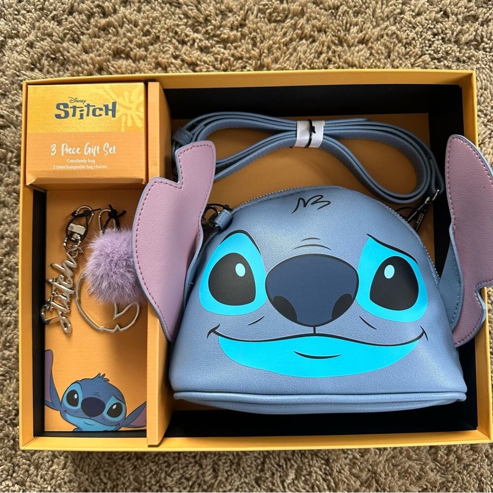 Disney Stitch Blue and Purple Crossbody Set with charms New